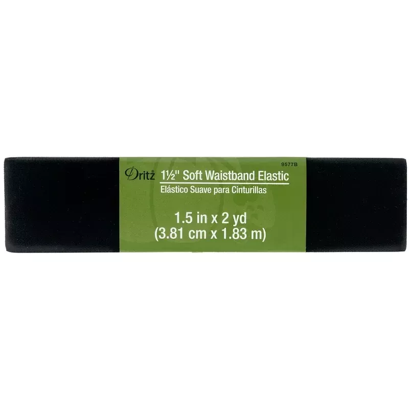 1-1/2" (2 yds) Soft waistband Elastic, Black