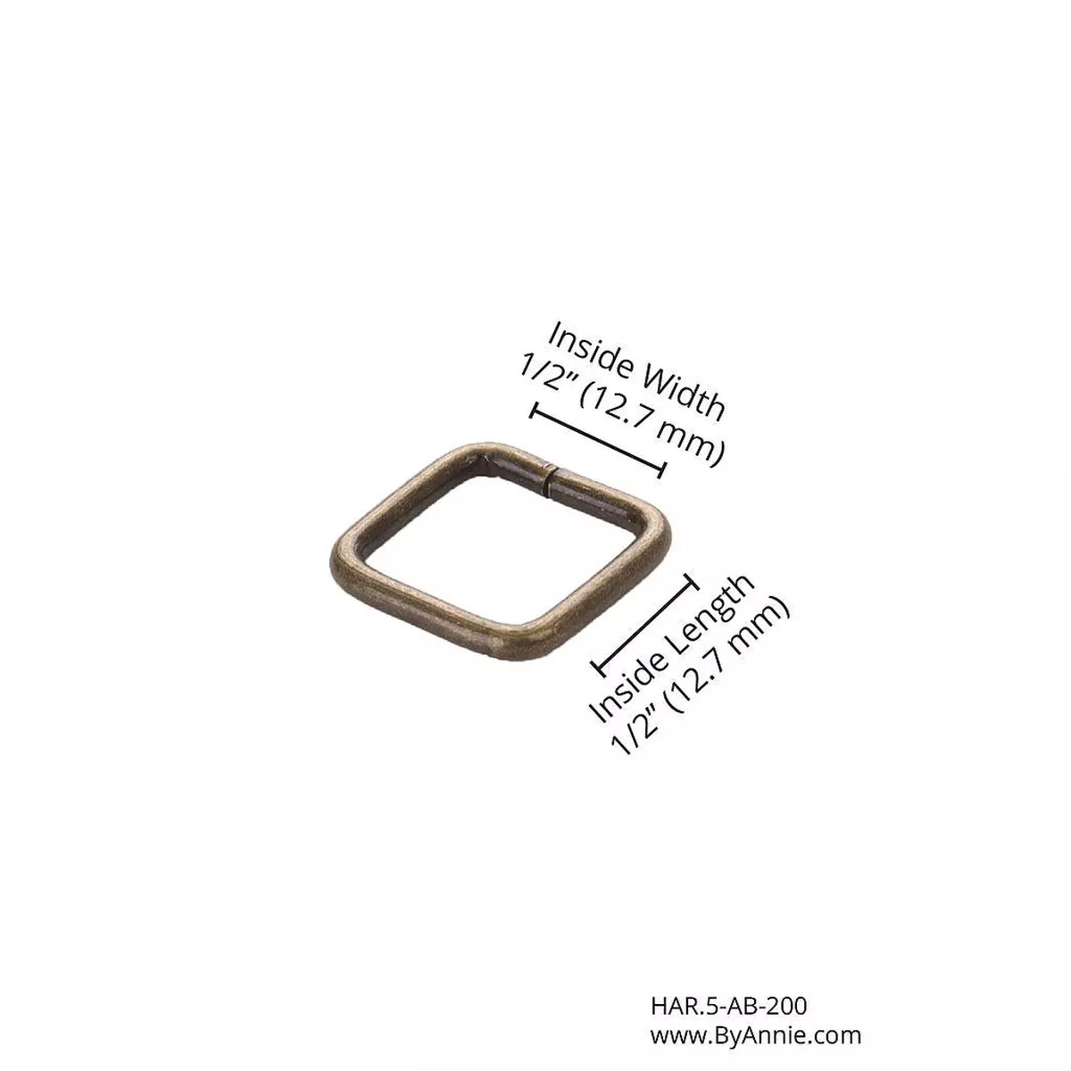 1/2" Rectangle Ring - Antique Brass