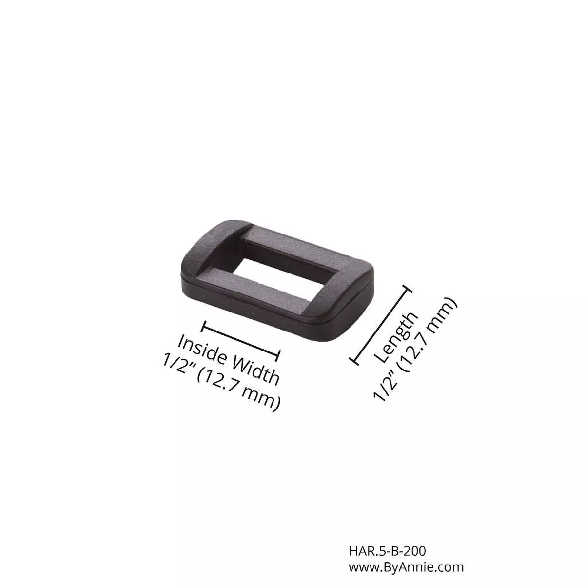 1/2" Rectangle Ring - Black Plastic