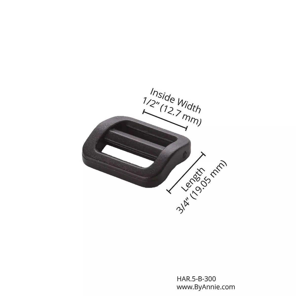 1/2" Slider - Black Plastic