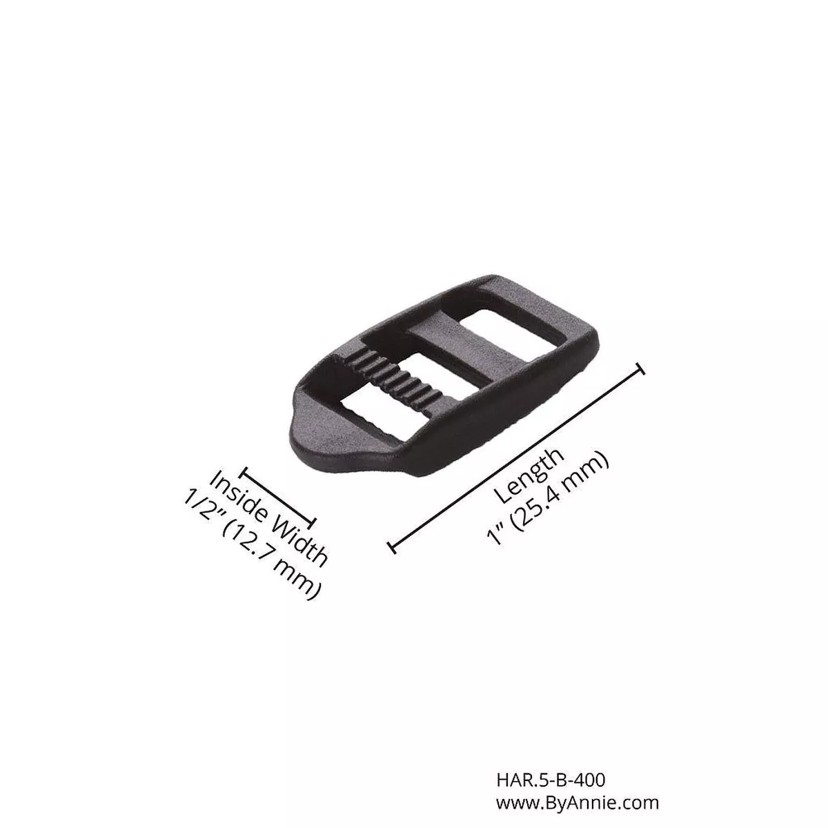 1/2" Strap Adjuster - Black Plastic