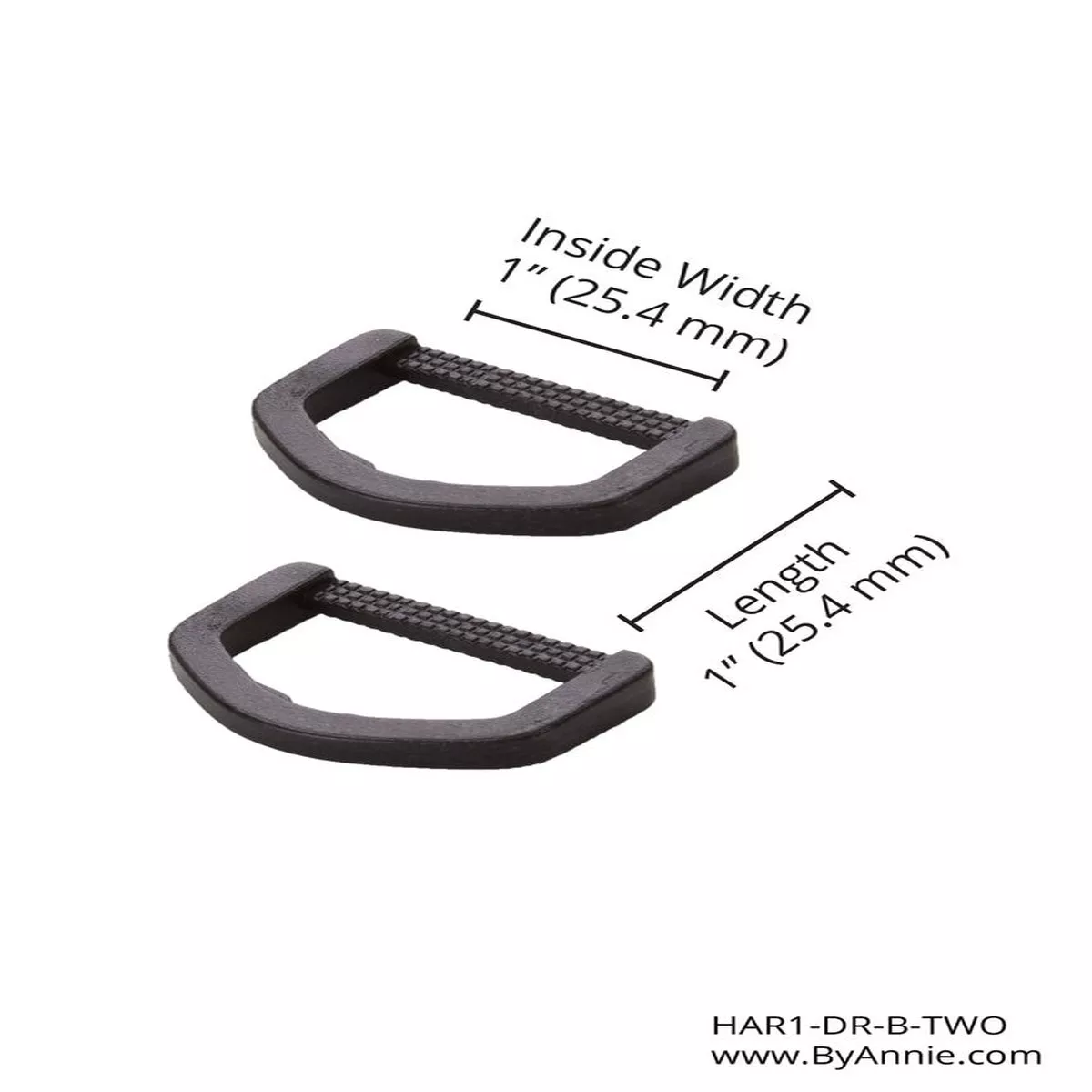 1" D-Ring - Black Plastic - Set of Two