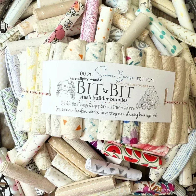 100 pc Summer Breeze Low Volume Edition! Bit by Bit Stash Builder Bundle, Scrappy Scrap Fat 16ths