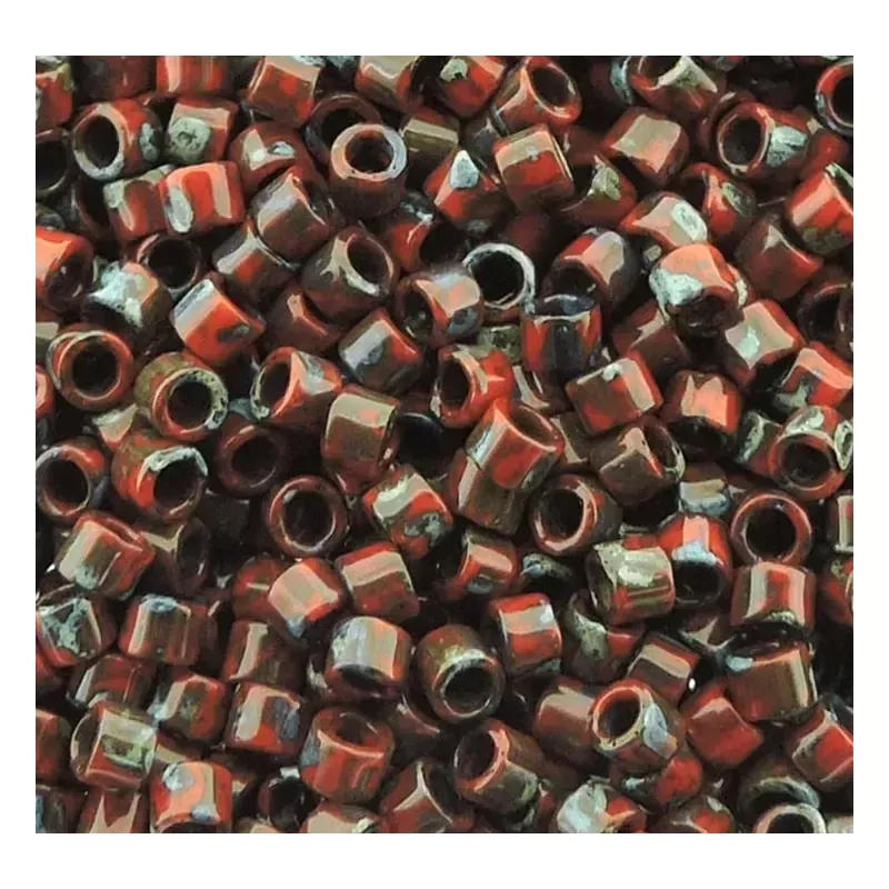 11/0 Miyuki Delica Seed Bead - Picasso Red Garnet Matte