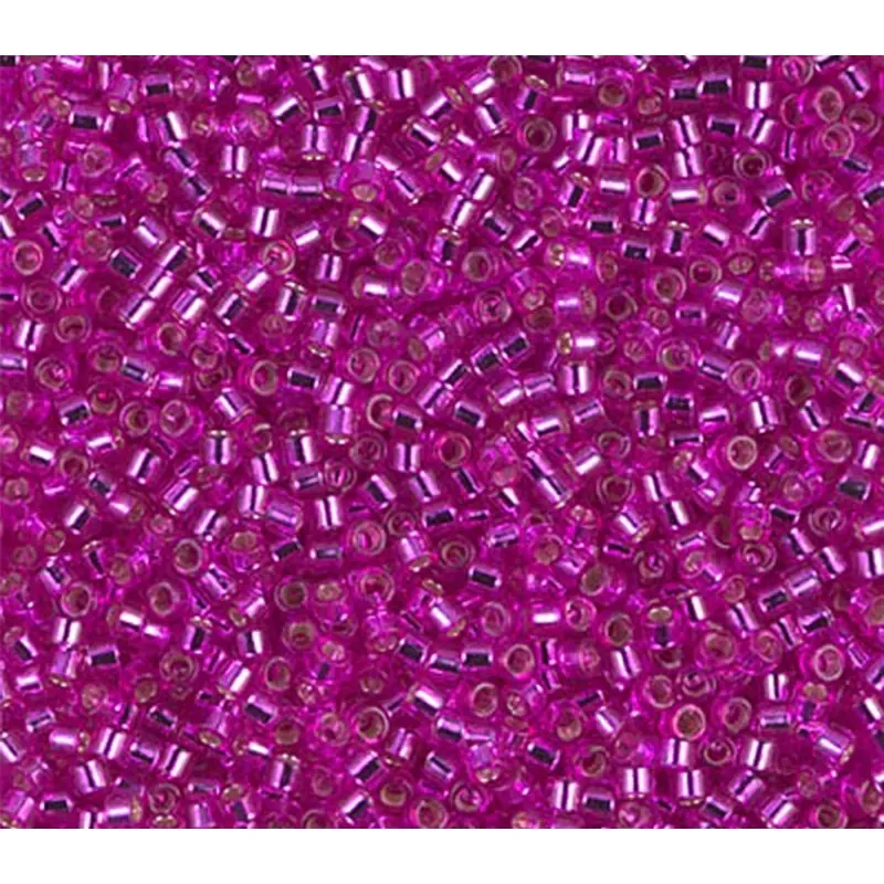 11/0 Miyuki Delica Seed Bead - Silver Lined Dyed Bright Fuchsia