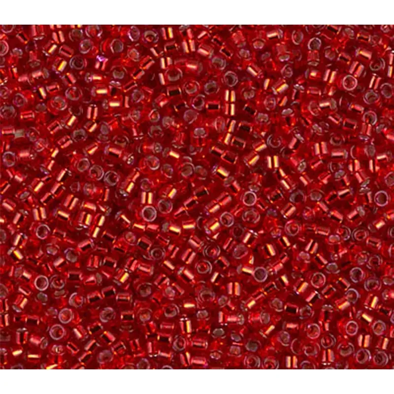 11/0 Miyuki Delica Seed Bead - Silver Lined Red Dyed