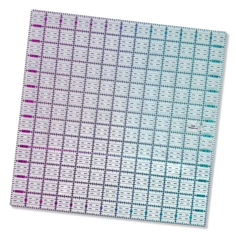 13 x 13 Quilting Ruler - Pink to Teal Gradient | Clear