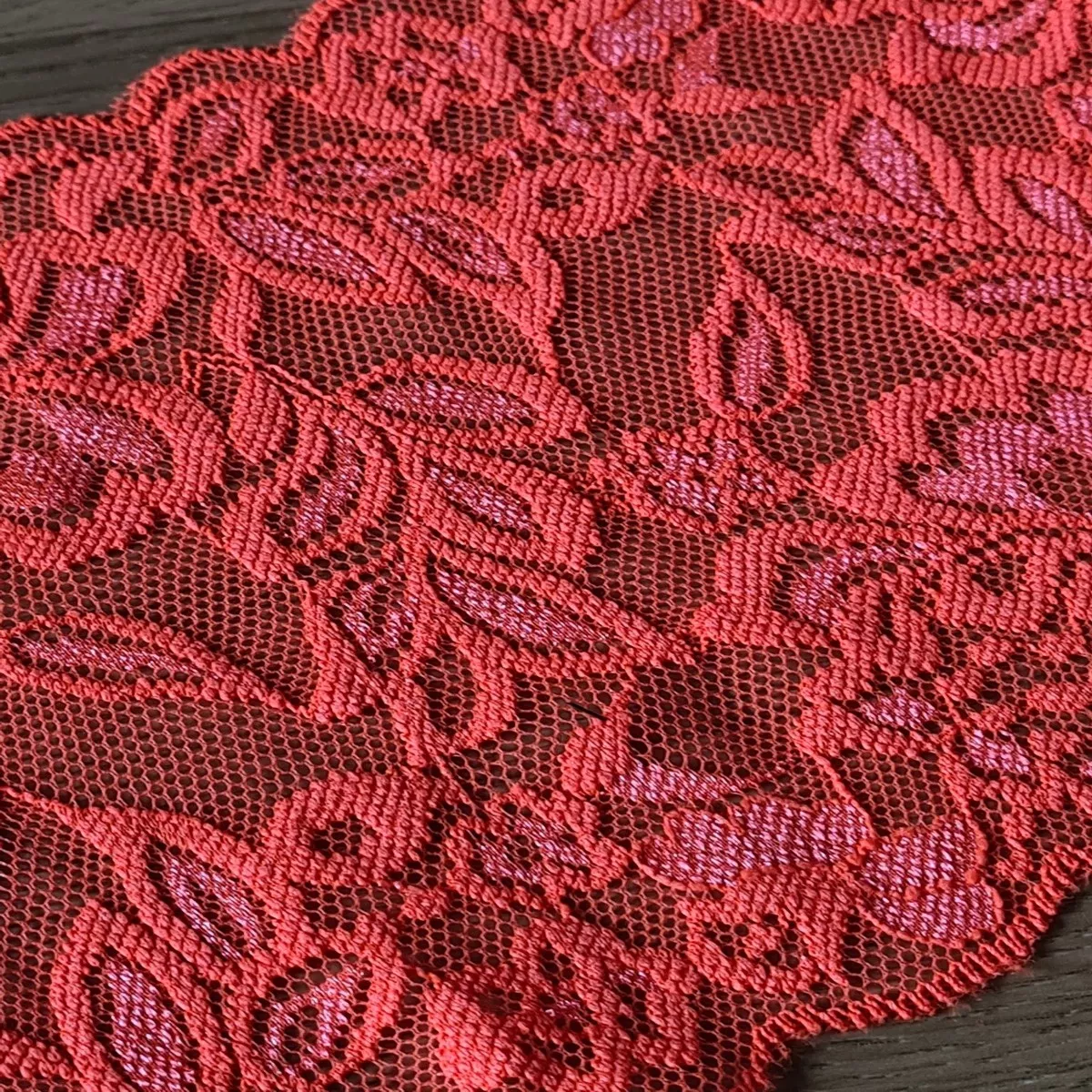 15cm fluorescent orange lycra lace (price per 10cm)