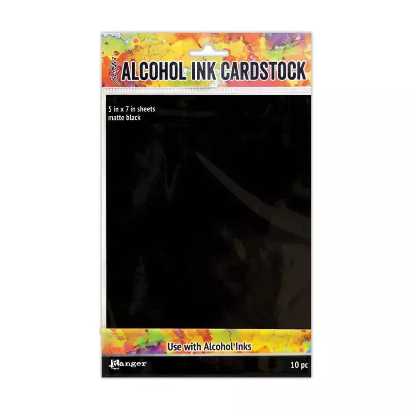 Alcohol Ink Cardstock 5 x 7 - Black Matte - 10 Sheets