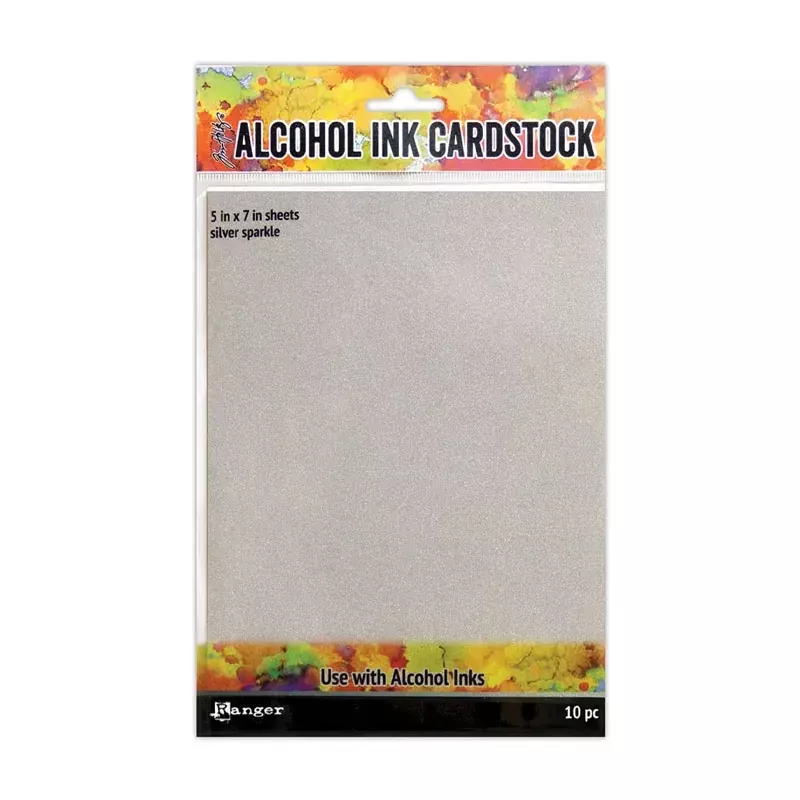 Alcohol Ink Cardstock 5 x 7 - Silver Sparkle - 10 Sheets