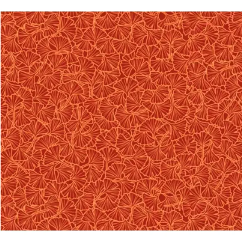 Anime Friends Etched Leaves Rust Fabric