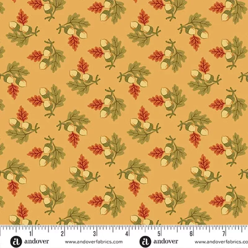 Autumn Woods Gathered Acorns A-1545-Y Butternut Fabric