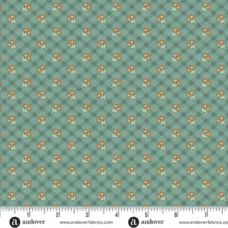 Autumn Woods Harvest Check A-1549-T Stone Blue Fabric