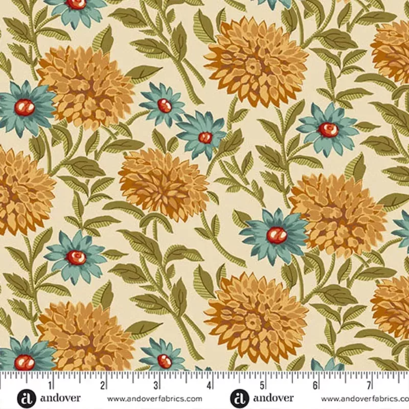 Autumn Woods Woodland Bloom A-1543-L Almond Fabric