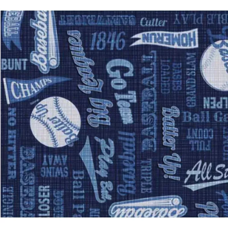 Bases Loaded Baseball Text Navy Fabric