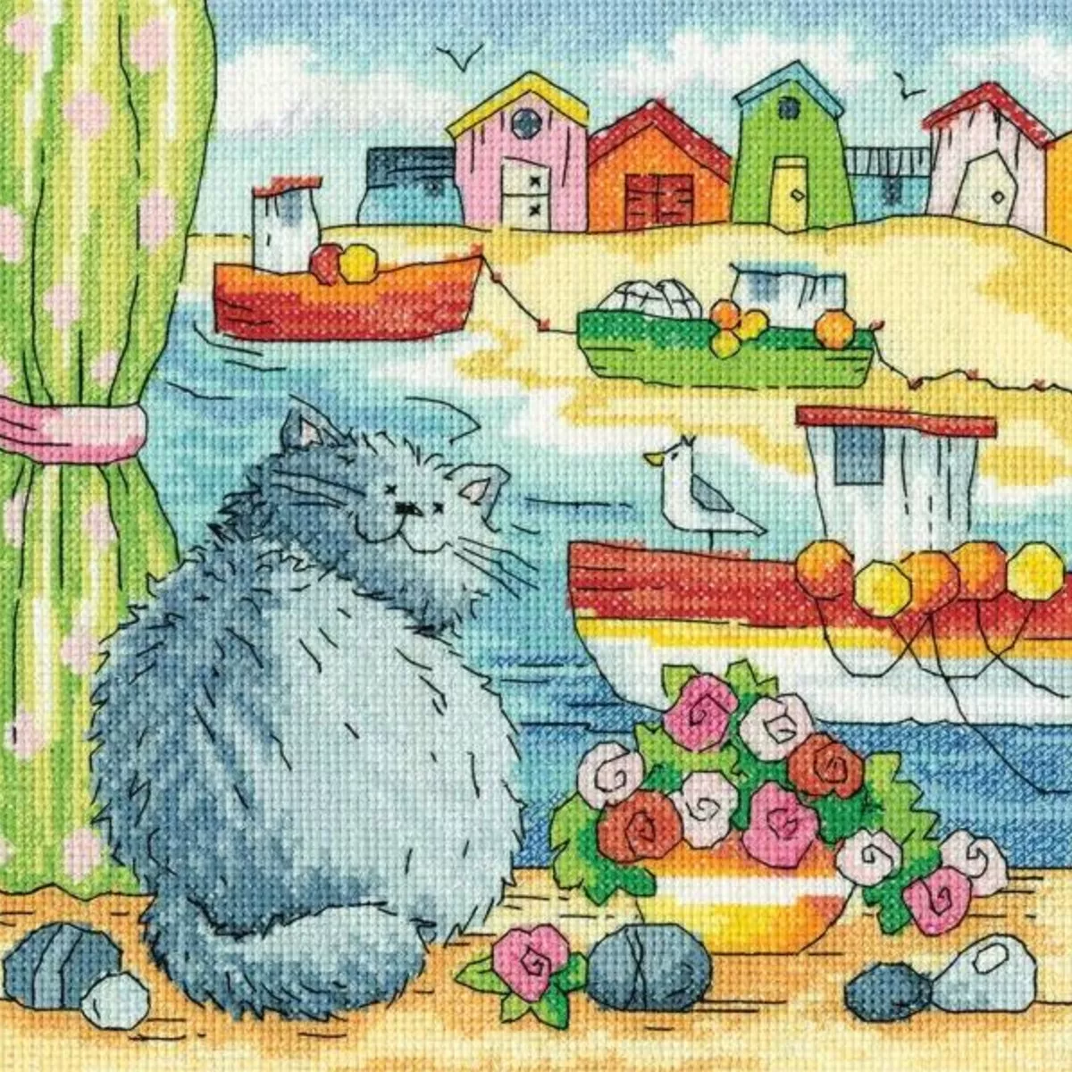 "Beach view" by Karen Carter - from the English brand Heritage Crafts - cross-stitch kit (price for the set)