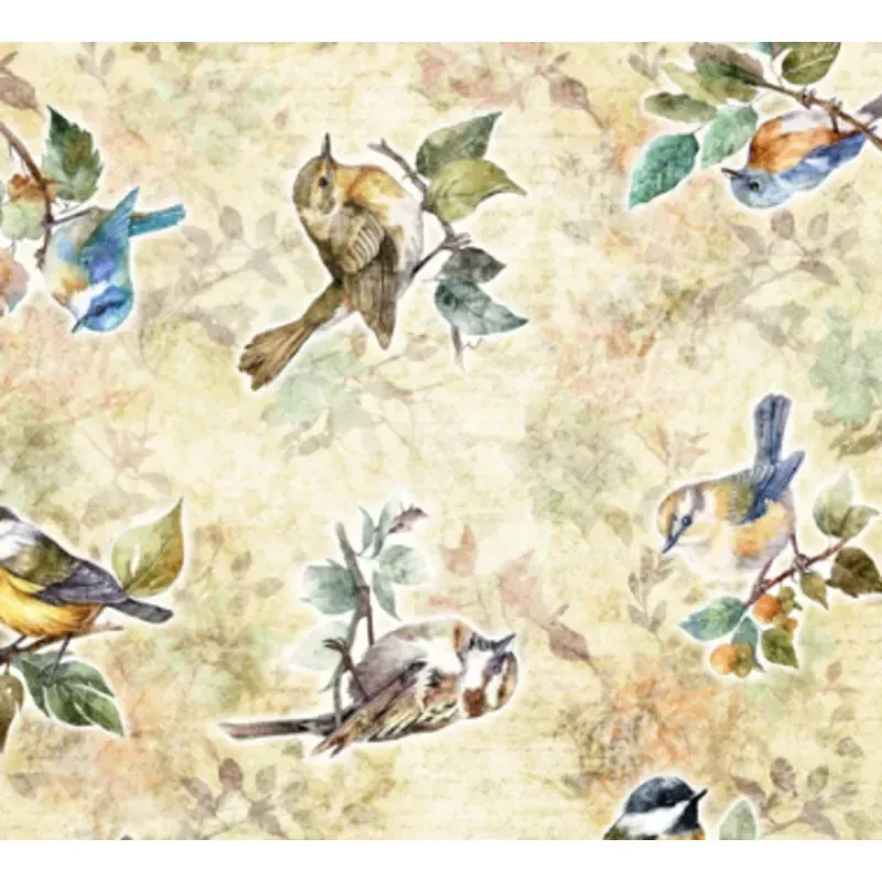 Birdsong Bird Toss Tan Fabric