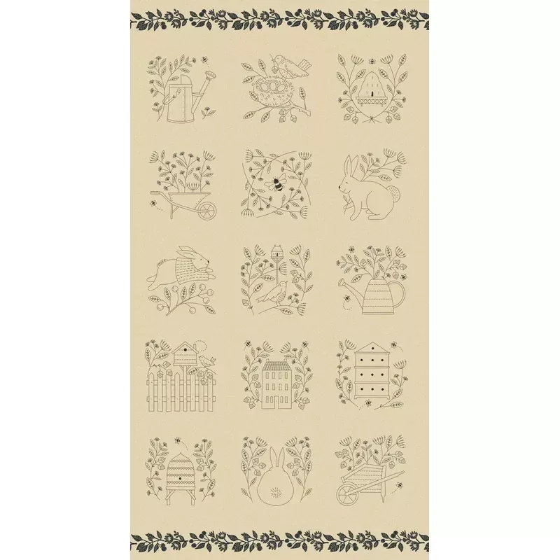 Bloom & Grow 8 block beige Linen Panel by Kathy Schmitz for Moda Fabrics (Copy)