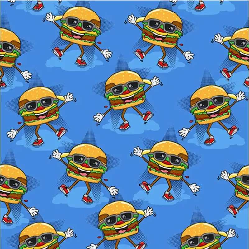 Burger Bar Burger Boogie Blue Fabric