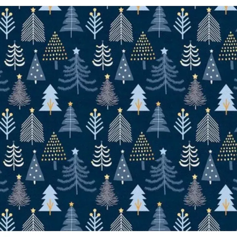 Christmas Shimmers Christmas Tree Dark Blue Yardage