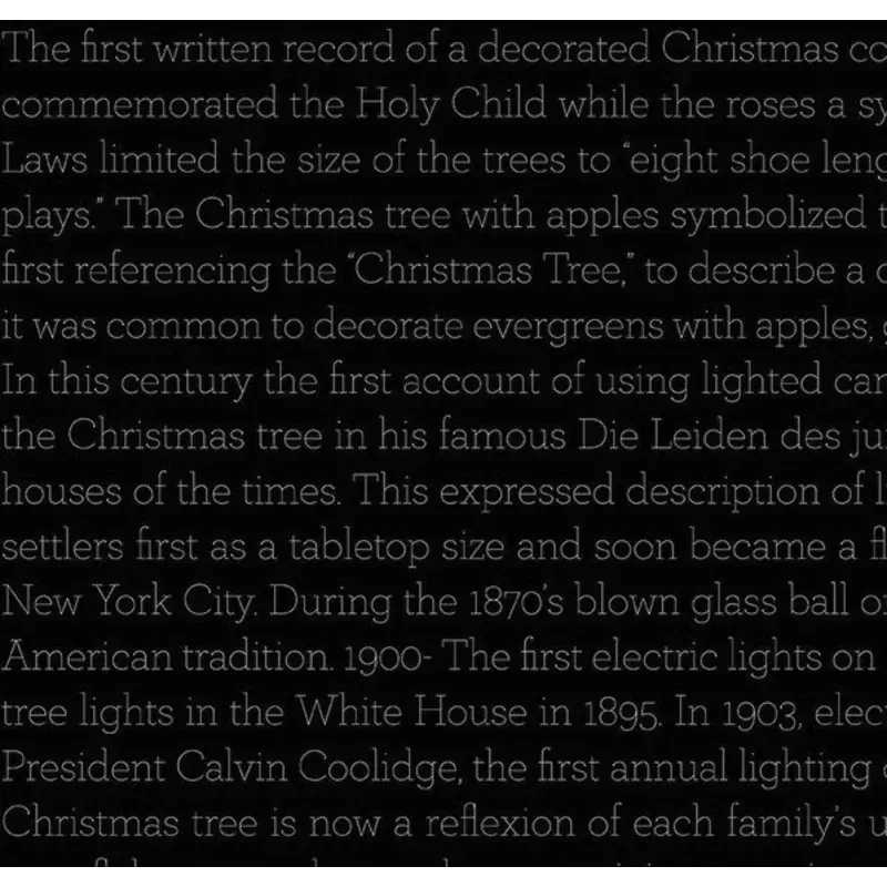 Classic Christmas History of the Tree Text Black Fabric