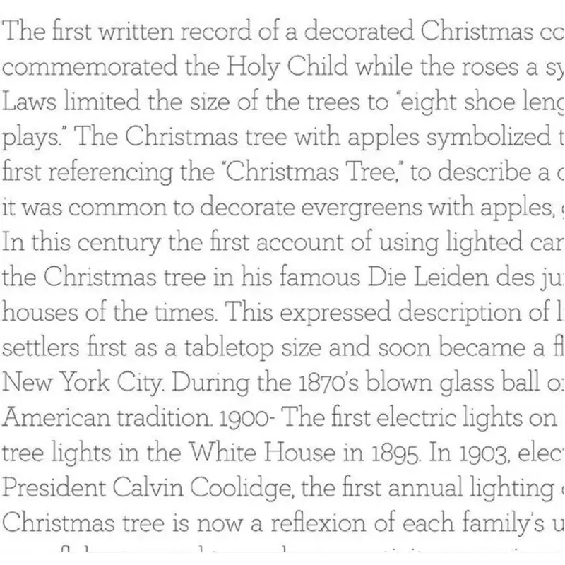 Classic Christmas History of the Tree Text White Fabric