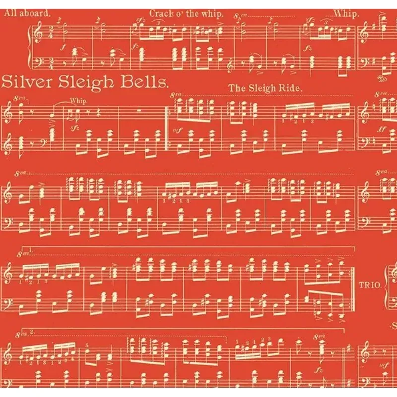 Classic Christmas Sheet Music Red Fabric