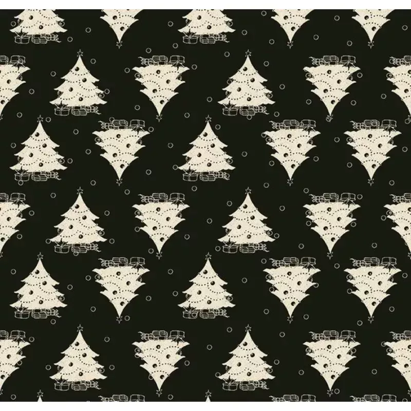 Classic Christmas Trees Black Fabric