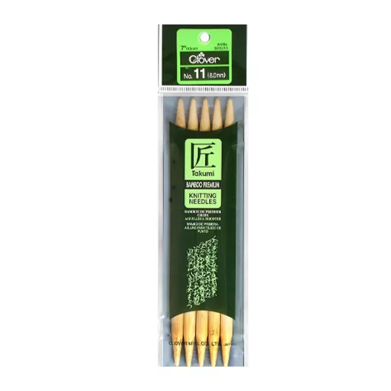 Clover Bamboo Knitting Needle - Double Point - 5 Piece - 7-inch - Size 11