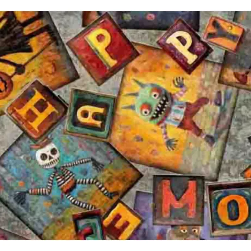 Creepin' it Real Halloween Patchwork Gray Yardage