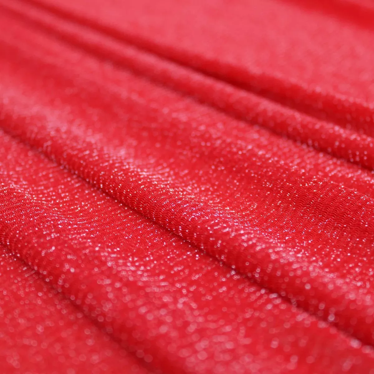 Crinkled Lurex Nylon Mesh - Red