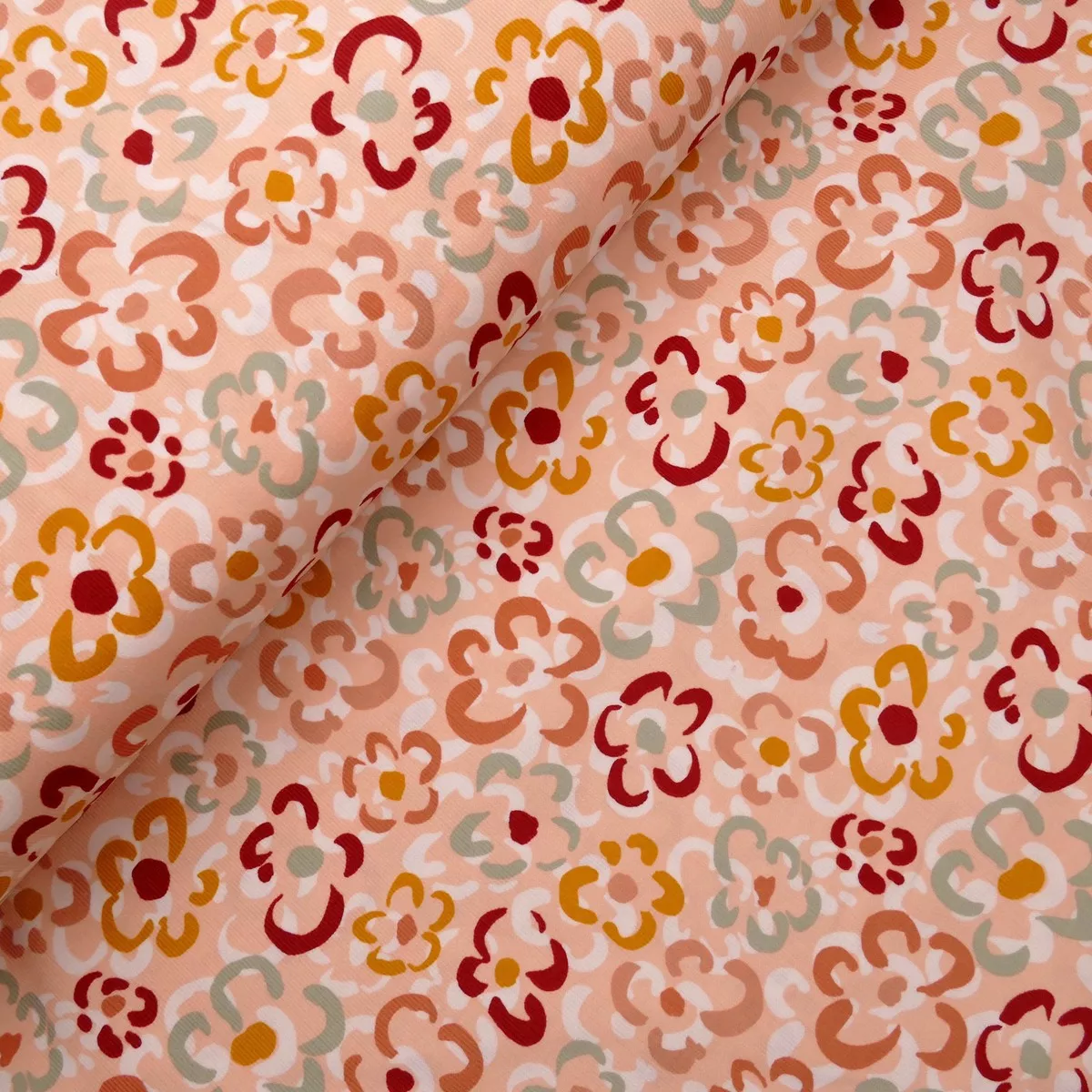 Flower Corduroy 21 Wale Pure Cotton - Peach