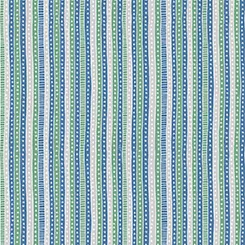 Geometric Stripe in White, Blue and Green:Winter Forest Friends by Francesca Calvi of Yupcat for Ink & Arrow Fabrics for Quilting Treasures