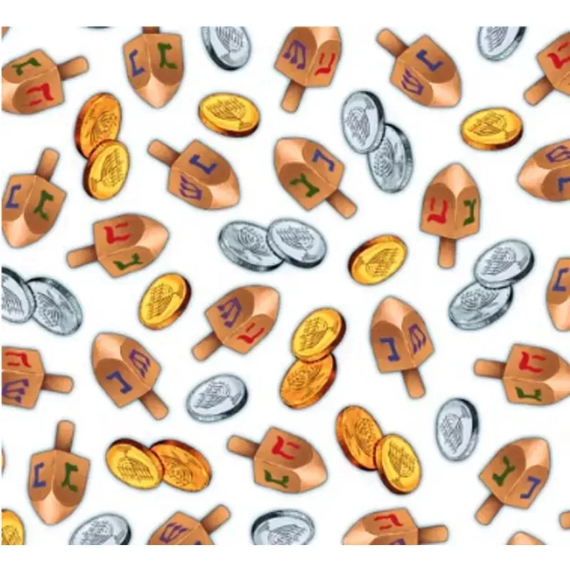 Hanukkah Festival Dreidels Toss White Yardage