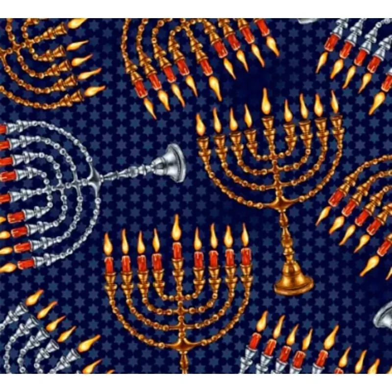 Hanukkah Festival Menorahs Navy Yardage