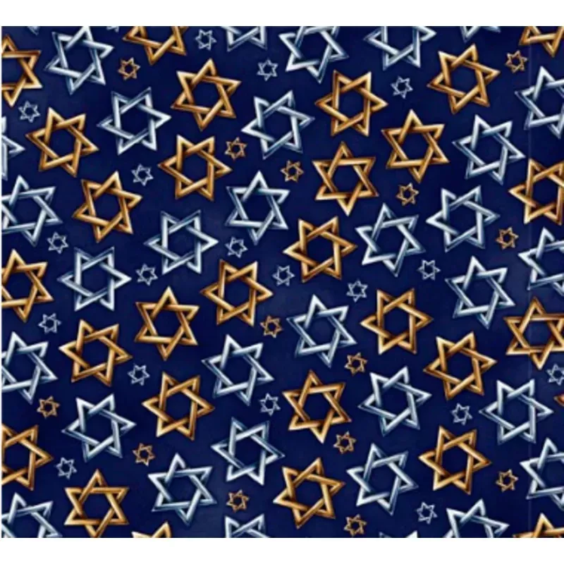 Hanukkah Festival Star of David Toss Navy Yardage
