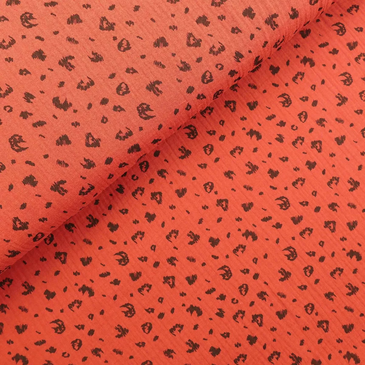 Hearts and Animals 100% Cotton Double Gauze - Animal Rust