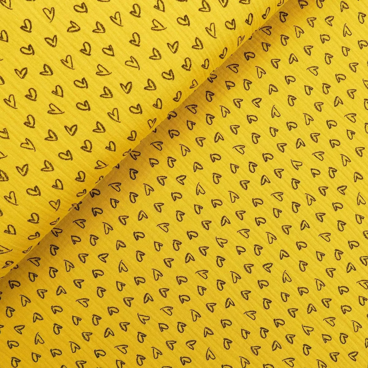Hearts and Animals 100% Cotton Double Gauze - Heart Ochre