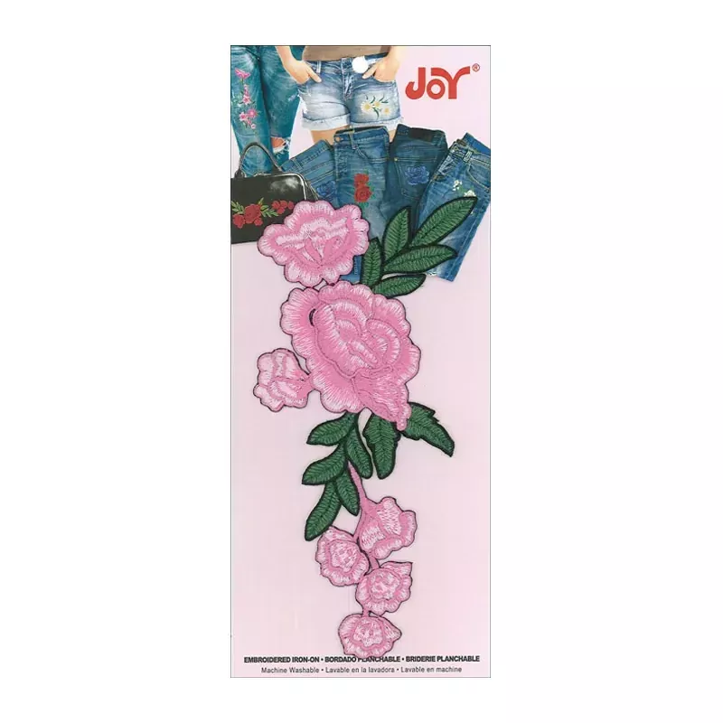 Joy Applique Iron On - Creeping Rose Vine Pink