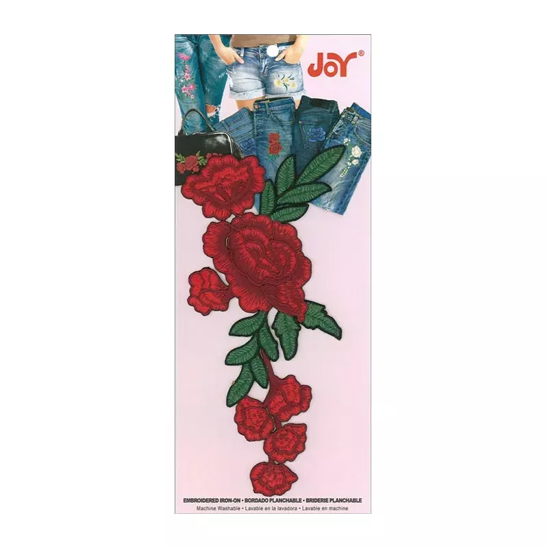 Joy Applique Iron On - Creeping Rose Vine Red