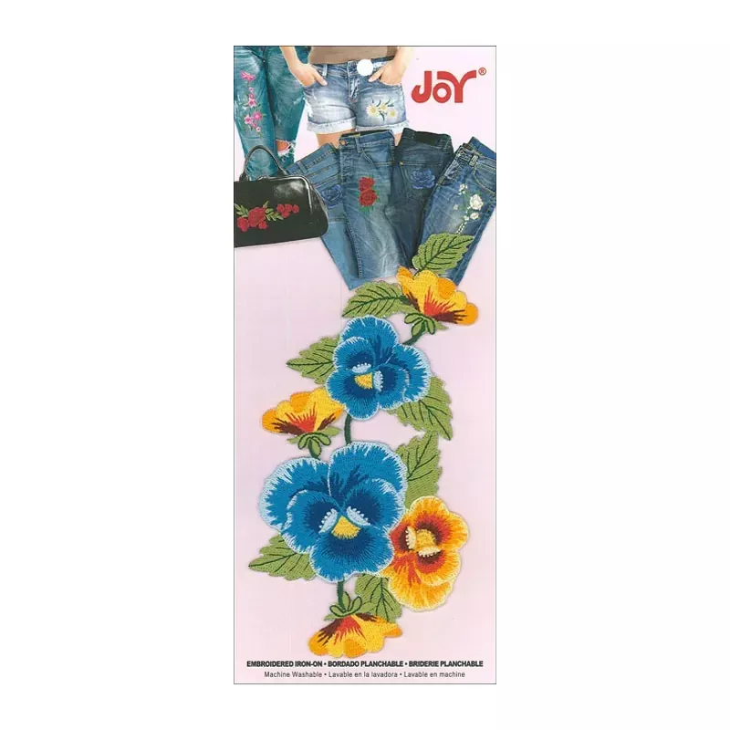 Joy Applique Iron On - Pansy Cluster Blue/Yellow