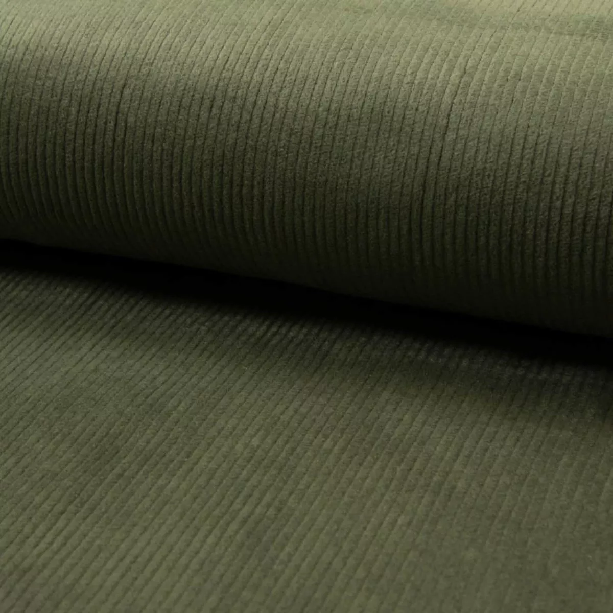 Jumbo 6 Wale Stretch Cotton Corduroy - Khaki Green