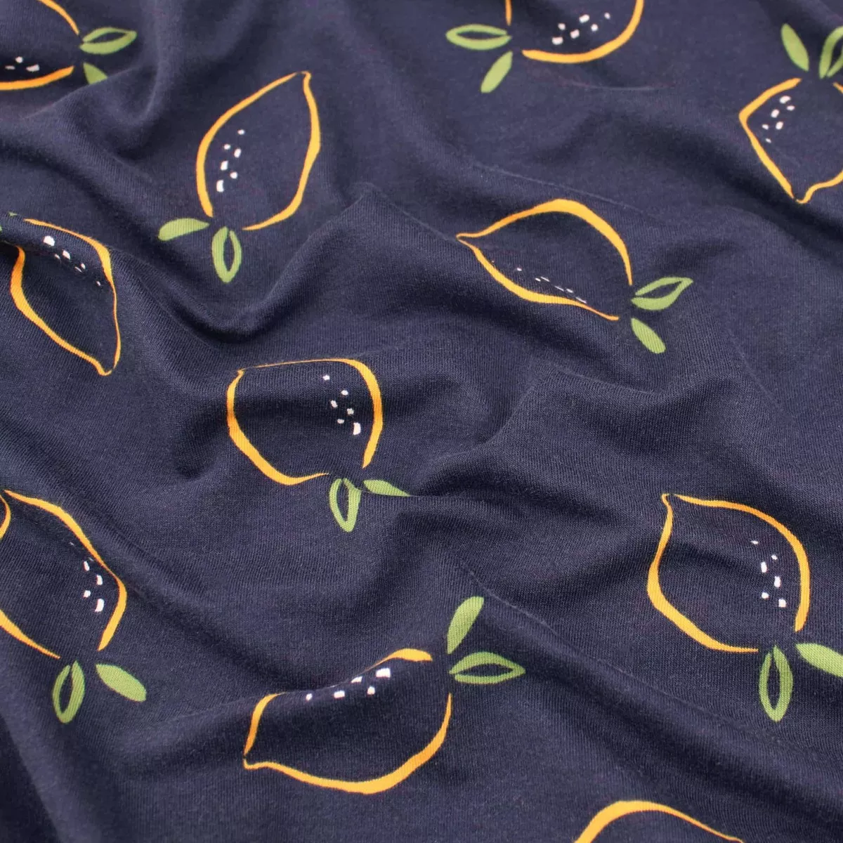 Lemons on Navy French Terry Jersey - Navy