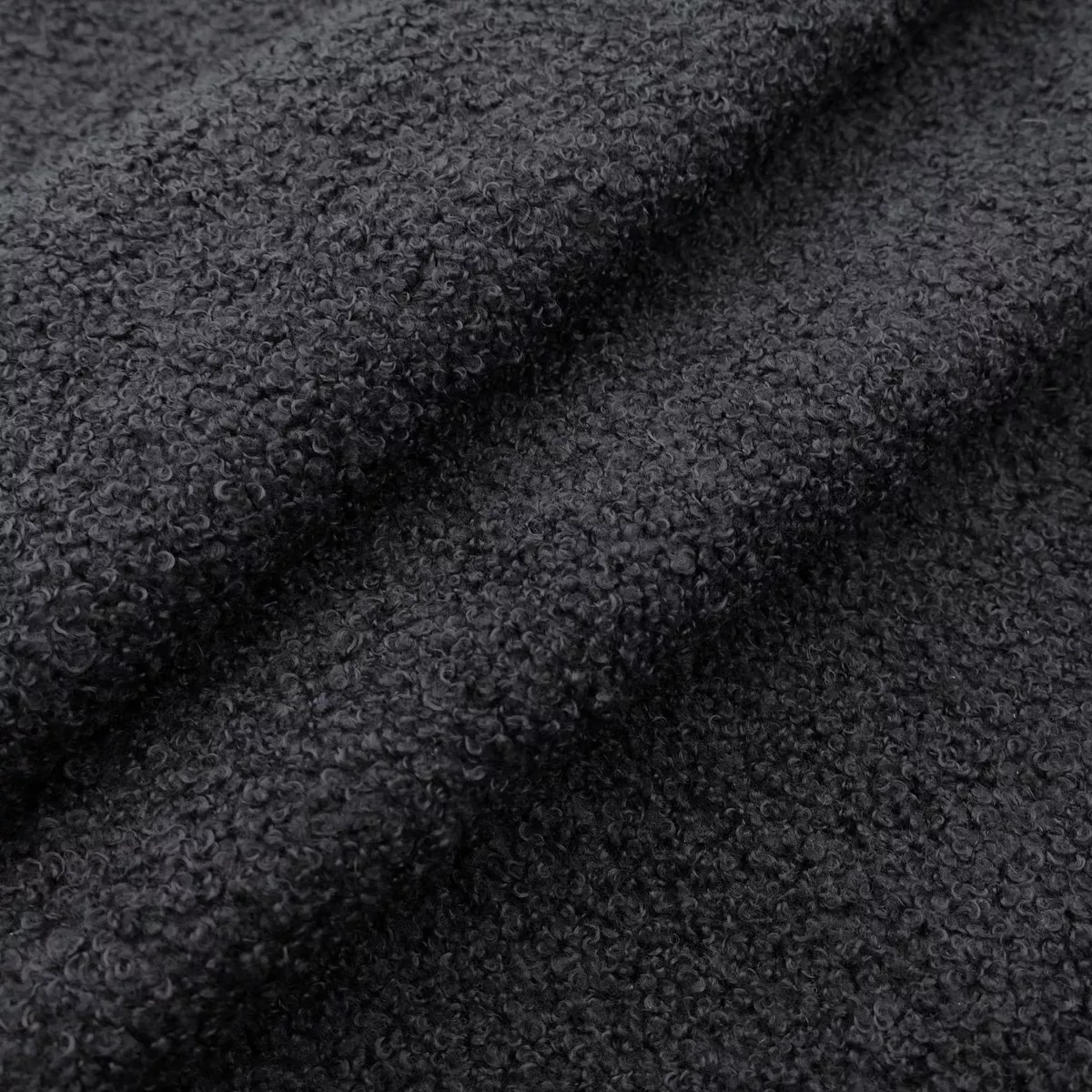 Micro Boucle Curled Sheep Wool Look - Black
