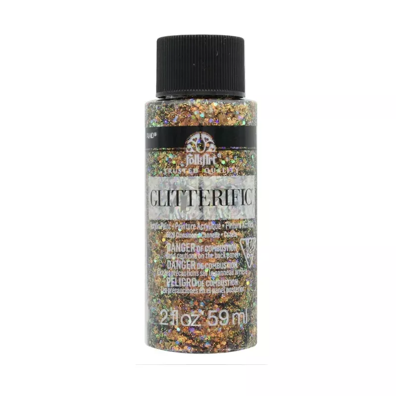 Plaid Folkart Glitterific Paint - 2-ounce - Cinnamon