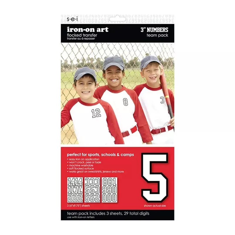 SEI Iron On Numbers - Athletic Team Pack - 3-inch - White
