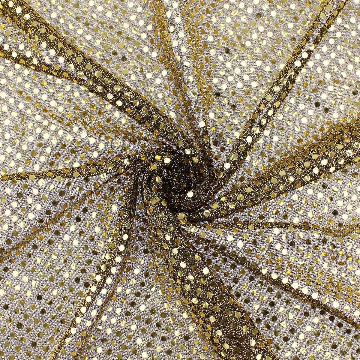 Sequins on a shimmering backing - Gold on Black