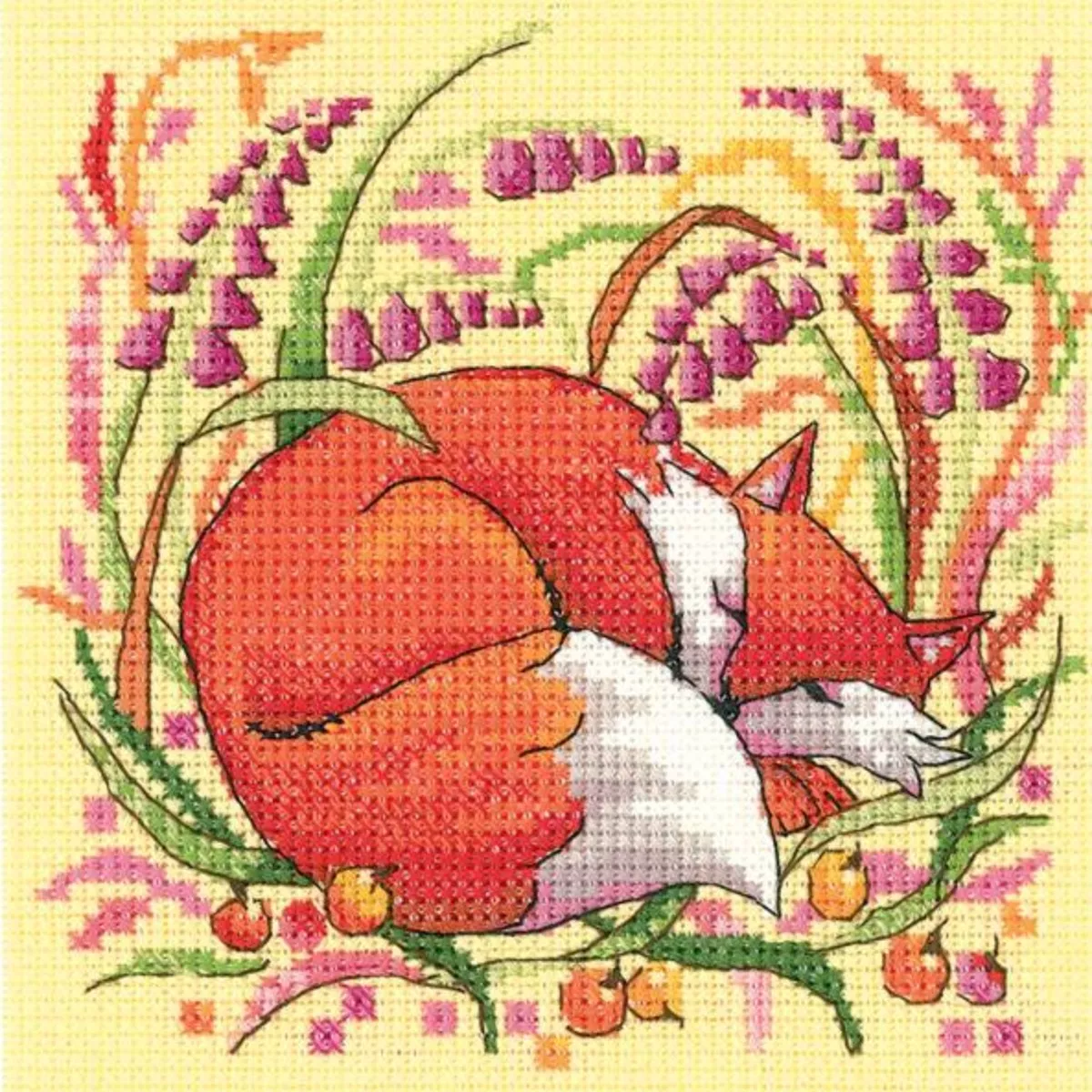 "Sleeping fox" - from the English brand Heritage Crafts - cross-stitch kit (price for the set)