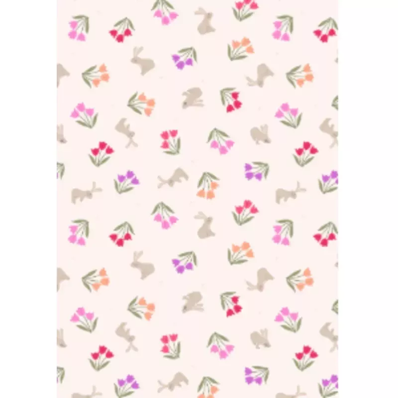 Small Things... Country Garden Small Things Bunnies and Tulips Pink Fabric