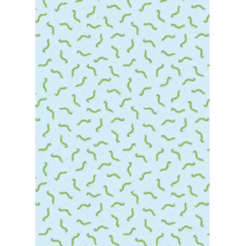 Small Things... Country Garden Small Things Caterpillars Blue Fabric